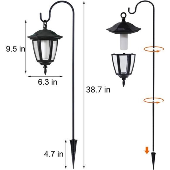 4 Pack Solar Halloween Flame Hanging Lights Outdoor, Flickering Flame - Picture 3 of 7